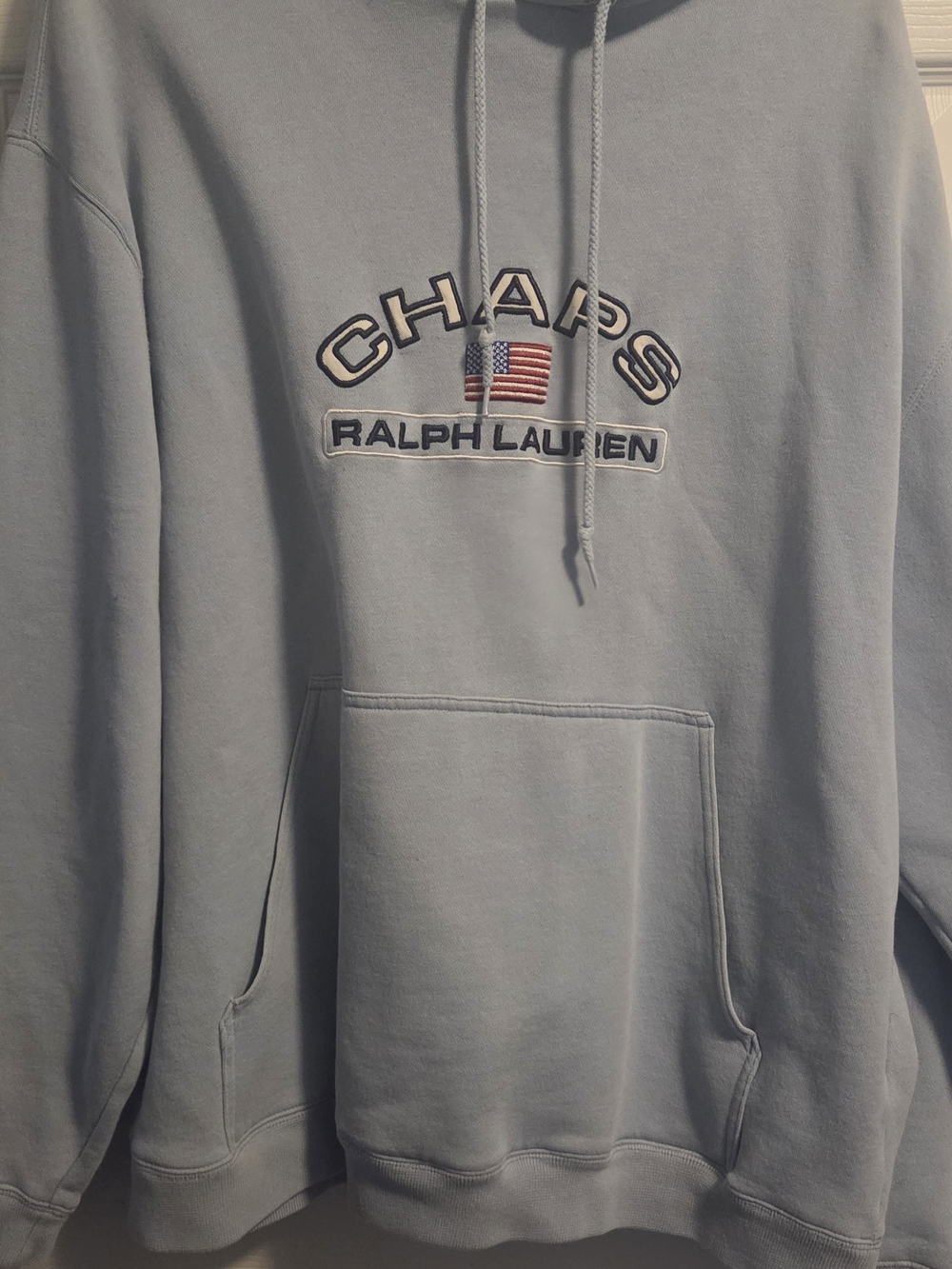 Chaps Light Blue Hooded Sweatshirt with Embroidered Logo